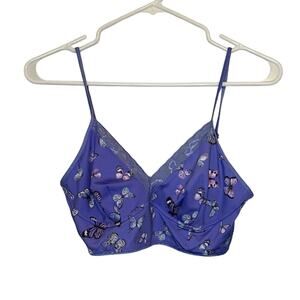 NWT INC International Concepts Blue Butterfly underwire Bandeau Bra Size Large